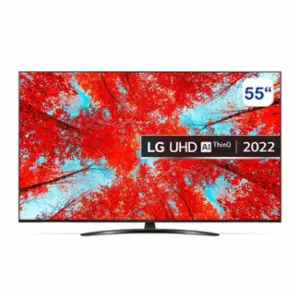 شاشة ال جي 55 بوصة Smart 4K مع HDR (النطاق الديناميكي العالي) النشط 4K لتصميمات شاشة السينما وتقنية AI ThinQ للتلفزيون الذكي بنظام التشغيل WebOS موديل 55UQ91006LC